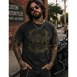 DOM Speed Junkies Moto Club Biker Skull Size M Black Tee Grunge Motorcycle NEW